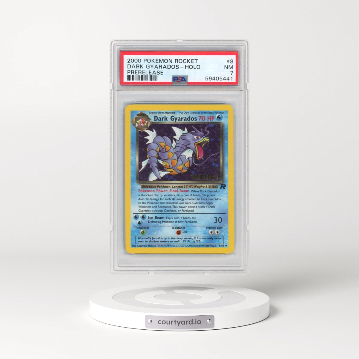 2000 Pokémon Rocket #8 Dark Gyarados - Holo Prerelease (PSA 7 NM)