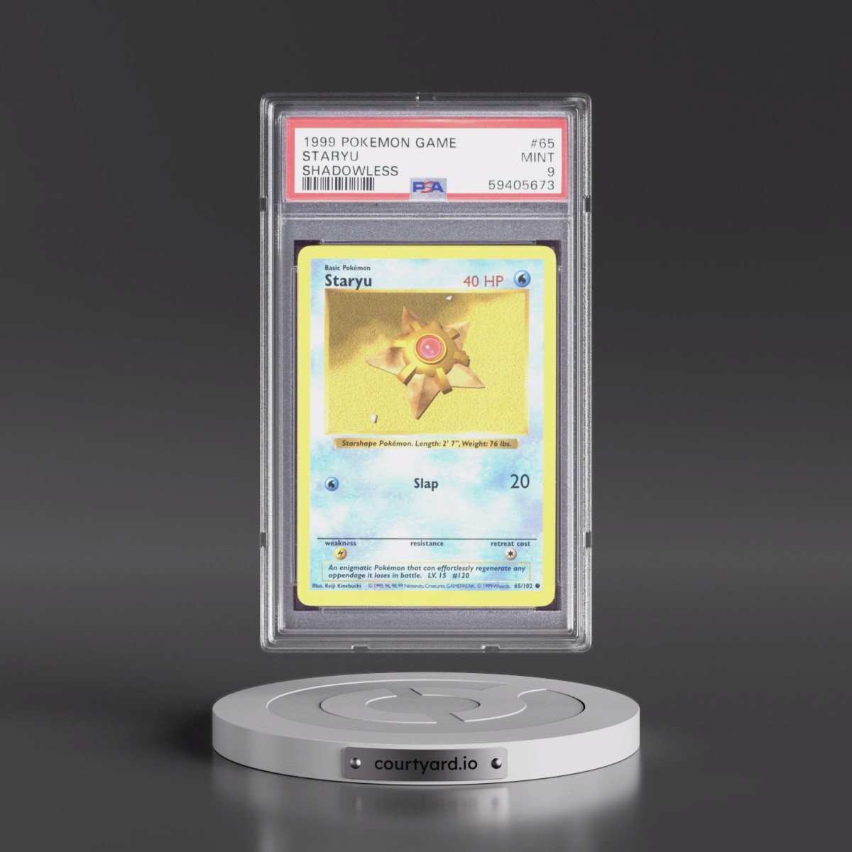 1999 Pokémon Game #65 Staryu - Shadowless (PSA 9 MINT)