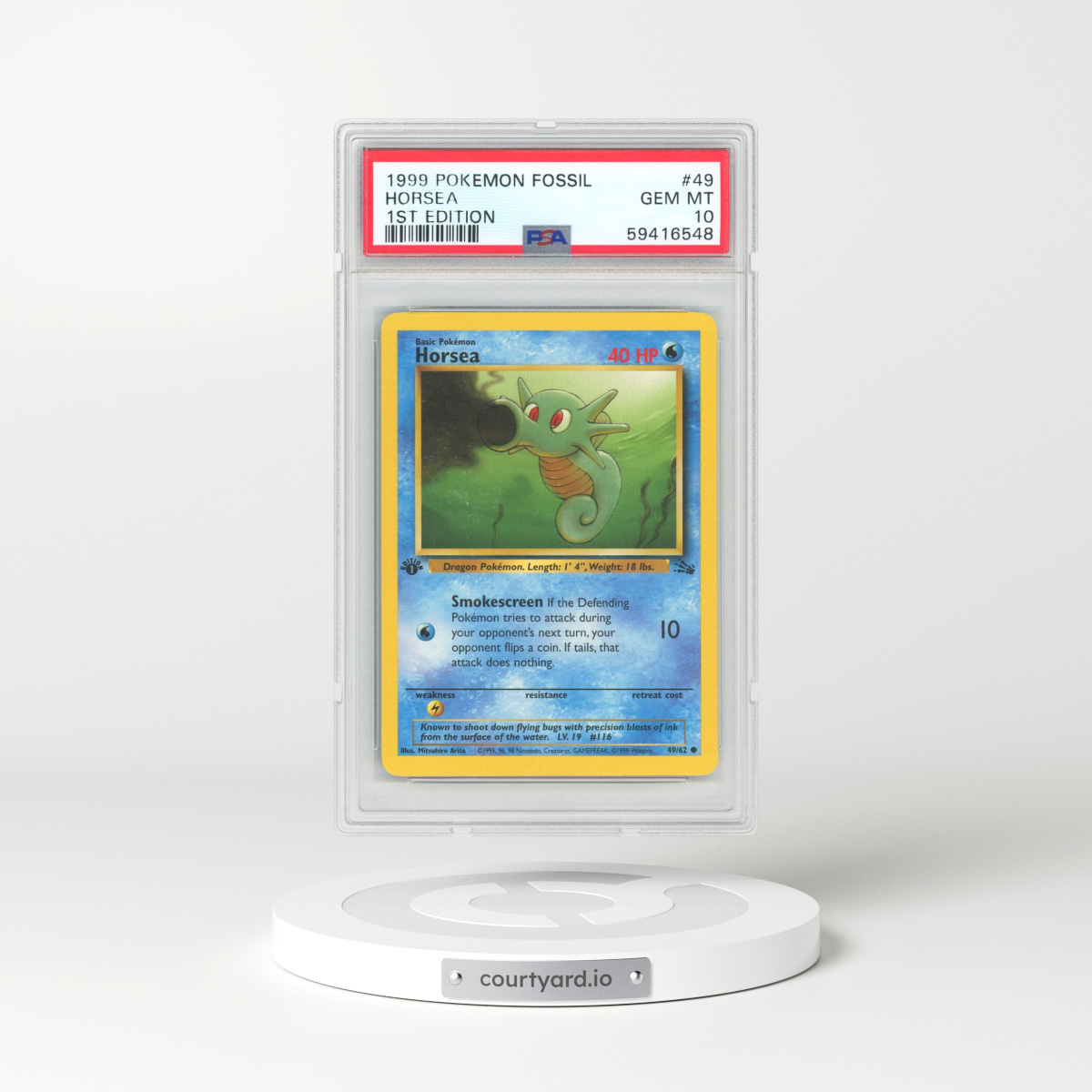 1999 Pokémon Fossil #49 Horsea - 1st Edition (PSA 10 GEM MINT)