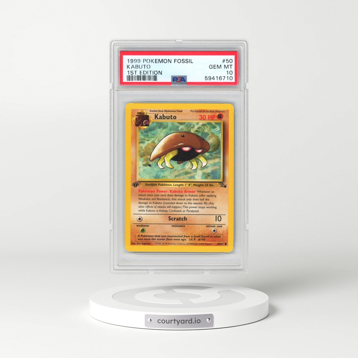 1999 Pokémon Fossil #50 Kabuto - 1st Edition (PSA 10 GEM MINT)