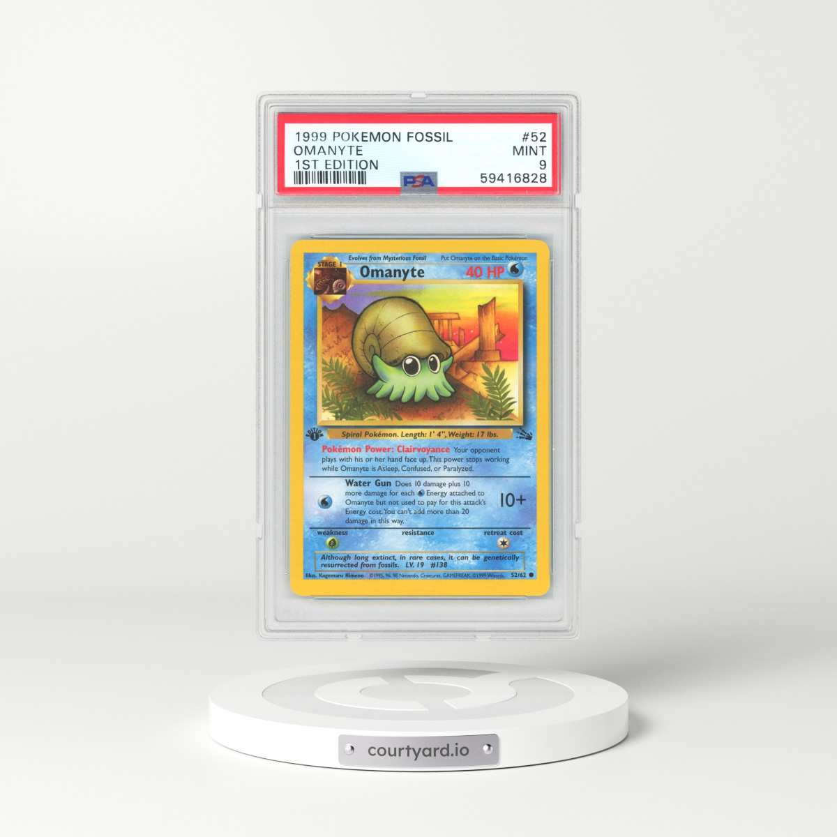 1999 Fossil #52 Omanyte - 1st Edition (PSA 9 MINT)