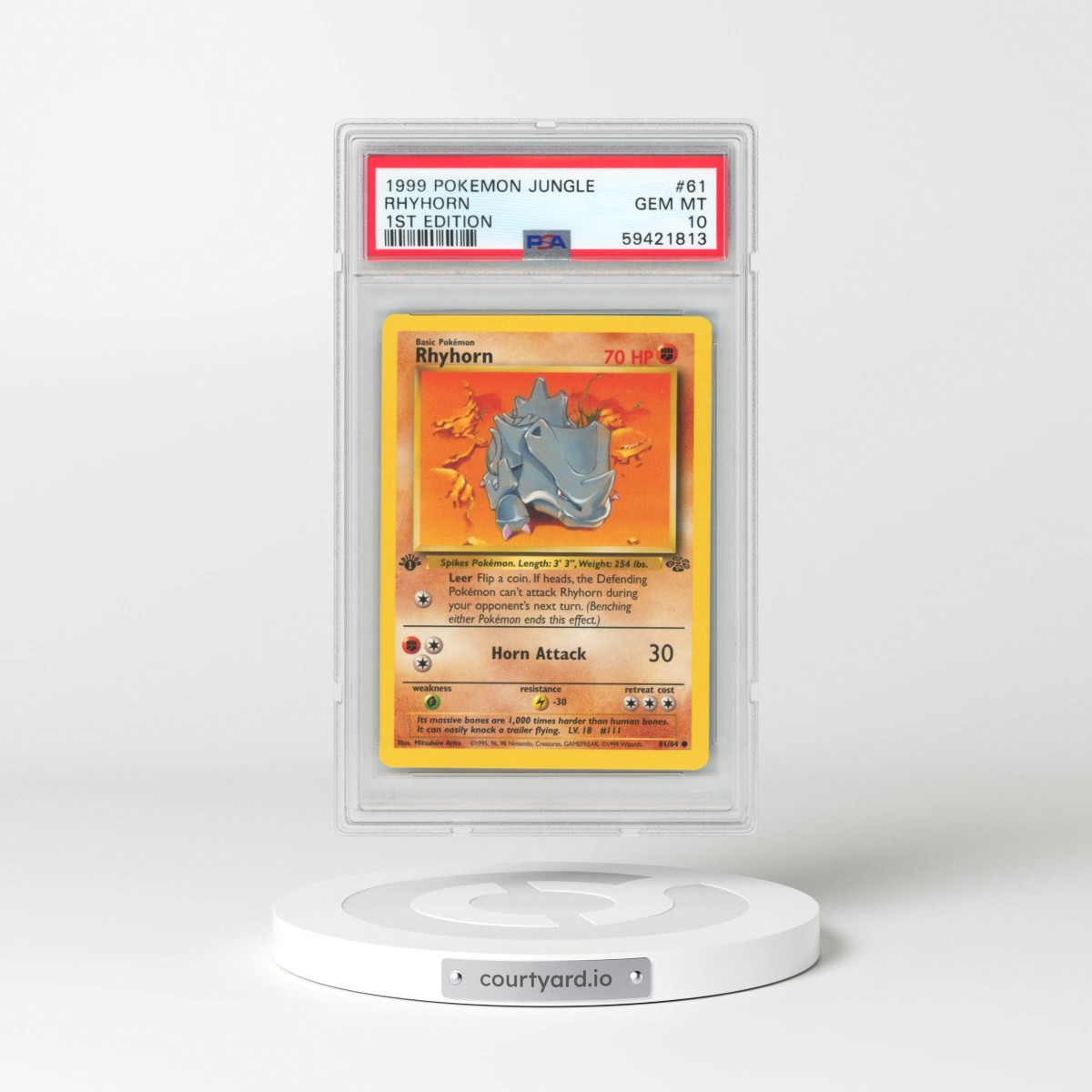 1999 Pokémon Jungle #61 Rhyhorn - 1st Edition (PSA 10 GEM MINT)