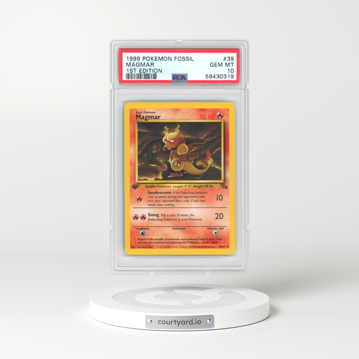 1999 Fossil #39 Magmar - 1st Edition (PSA 10 GEM MINT)