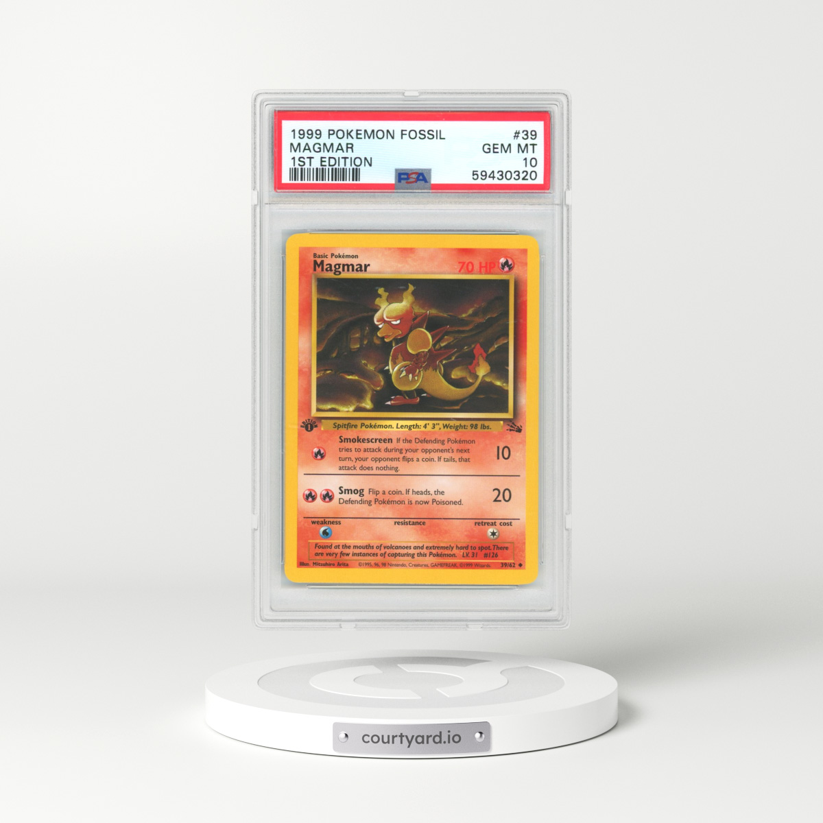 1999 Fossil #39 Magmar - 1st Edition (PSA 10 GEM MINT)