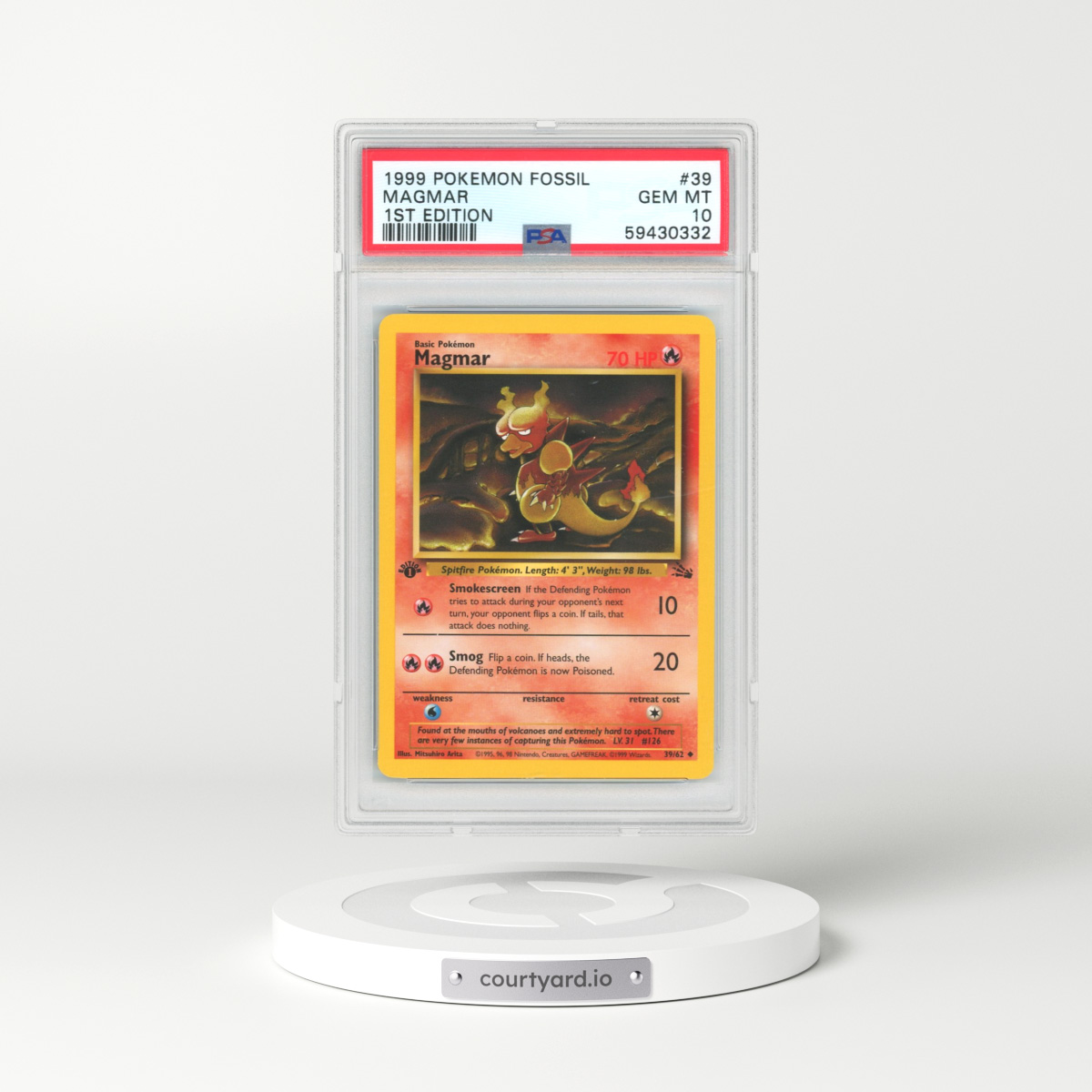 1999 Fossil #39 Magmar (PSA 10 GEM MINT)