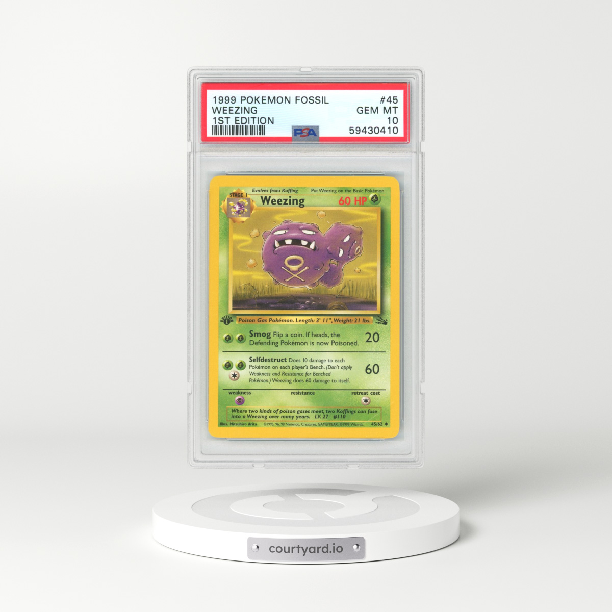 1999 Fossil #45 Weezing - 1st Edition (PSA 10 GEM MINT)