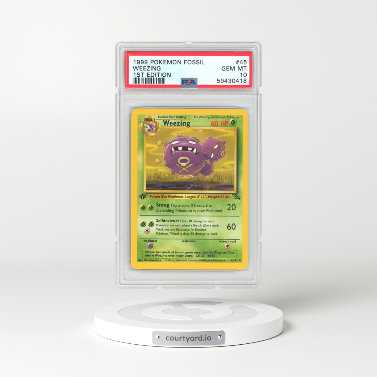 1999 Fossil #45 Weezing - 1st Edition (PSA 10 GEM MINT)