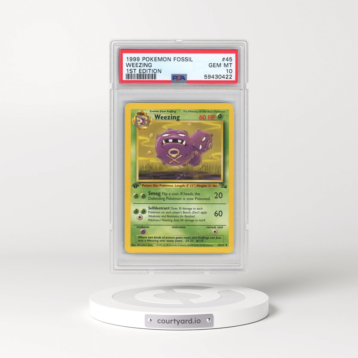 1999 Pokémon Fossil #45 Weezing - 1st Edition (PSA 10 GEM MINT)