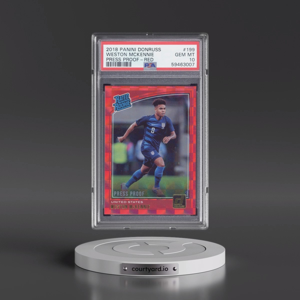 2018 Panini Donruss #199 Weston McKennie - Press Proof-Red (PSA 10 GEM MINT)