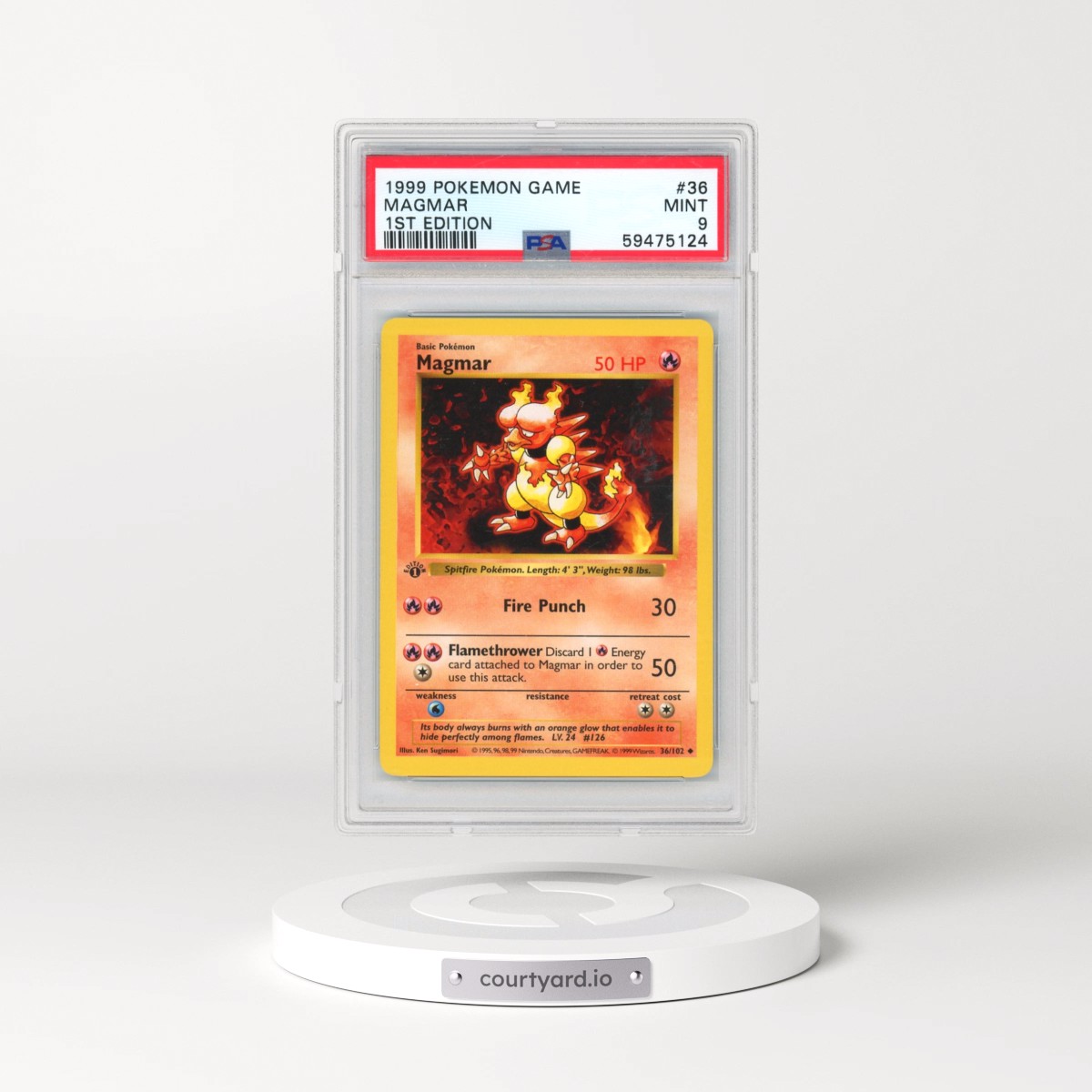 1999 Pokémon Game #36 Magmar - 1st Edition (PSA 9 MINT)