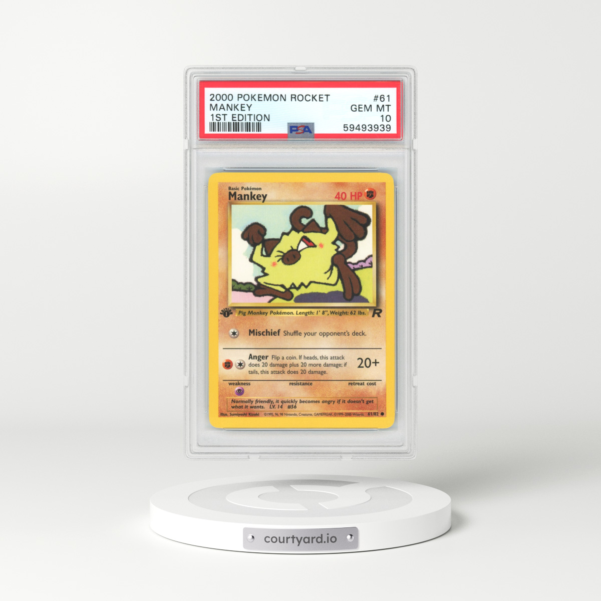 2000 Team Rocket #61 Mankey - 1st Edition (PSA 10 GEM MINT)