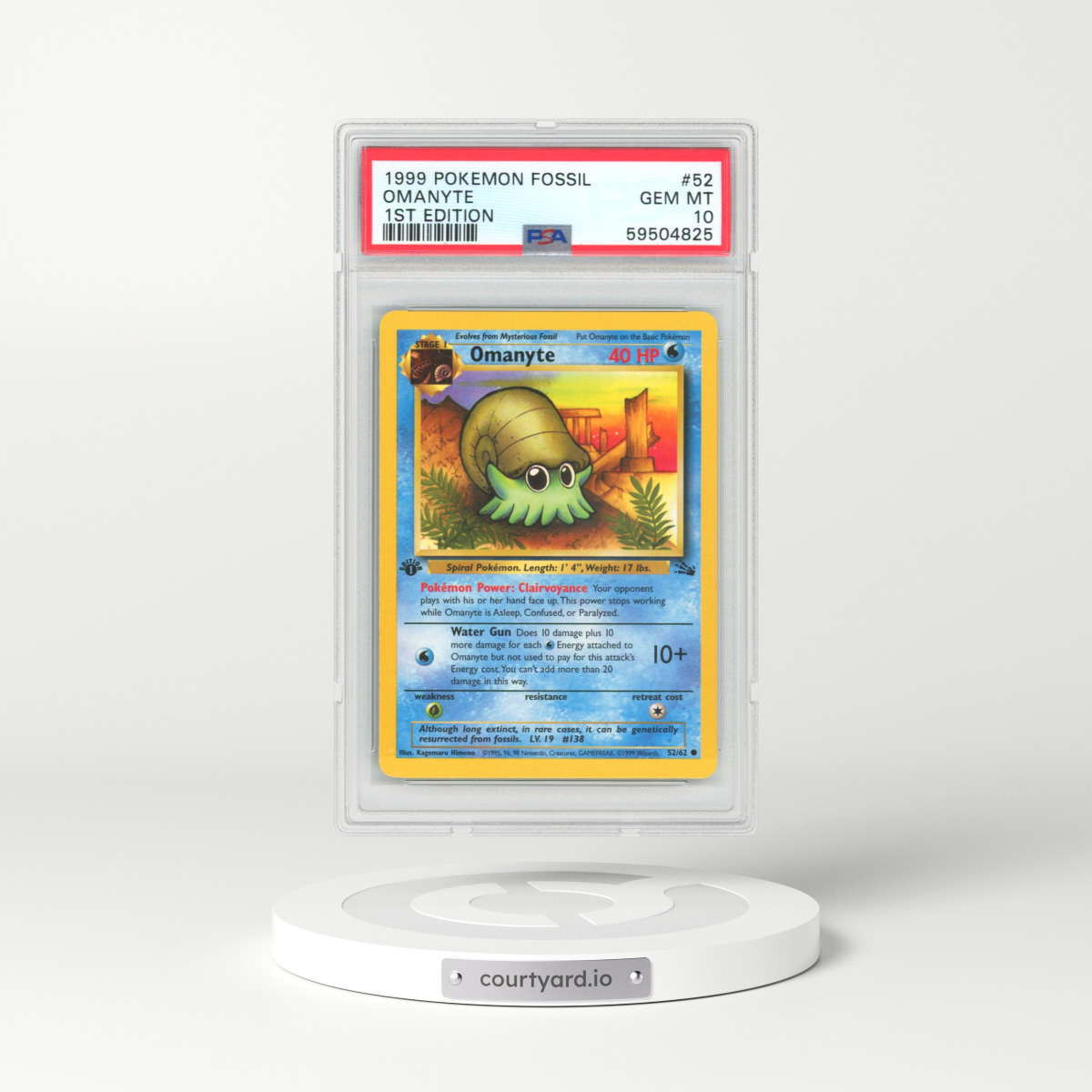 1999 Fossil #52 Omanyte - 1st Edition (PSA 10 GEM MINT)