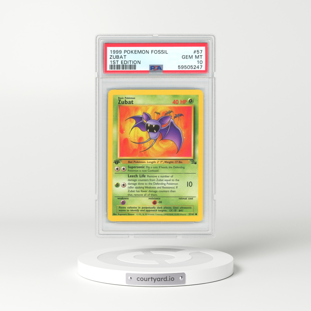 1999 Fossil #57 Zubat - 1st Edition (PSA 10 GEM MINT)