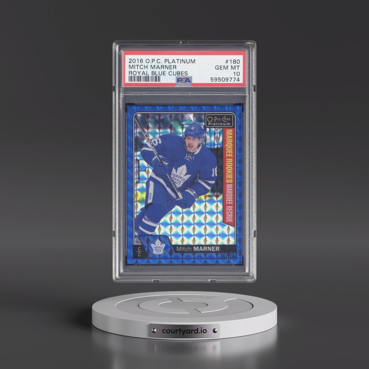 2016 O-Pee-Chee Platinum Mitch Marner - Royal Blue Cubes #180 PSA 10