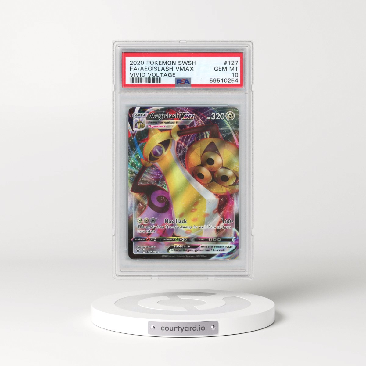 2020 Pokémon Sword & Shield Vivid Voltage #127 Aegislash Vmax - Full Art (PSA 10 GEM MINT)