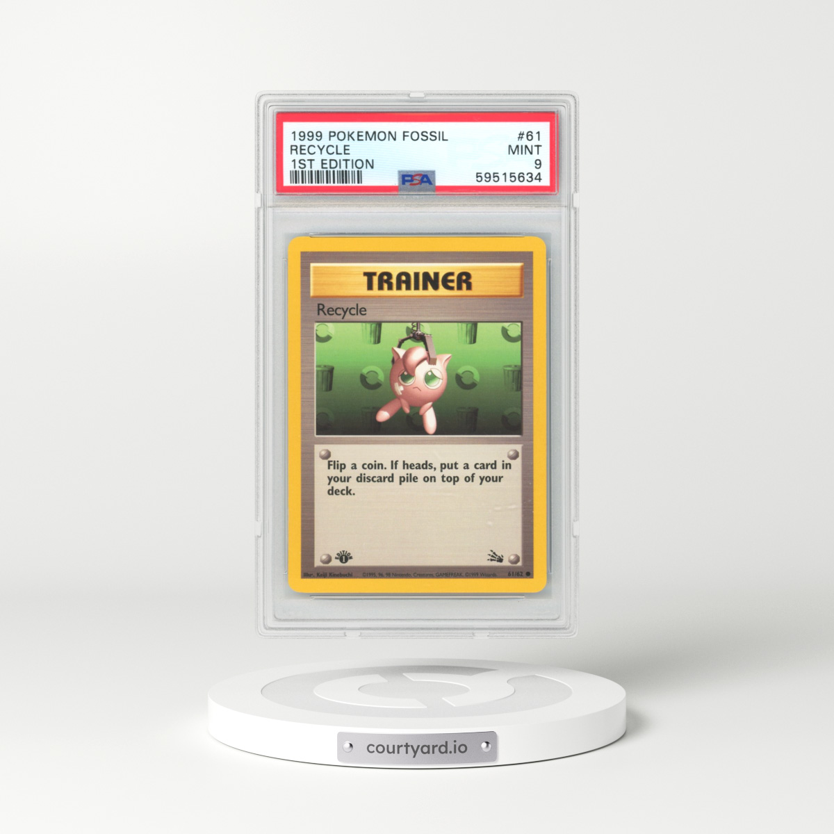 1999 Fossil #61 Recycle - 1st Edition (PSA 9 MINT)