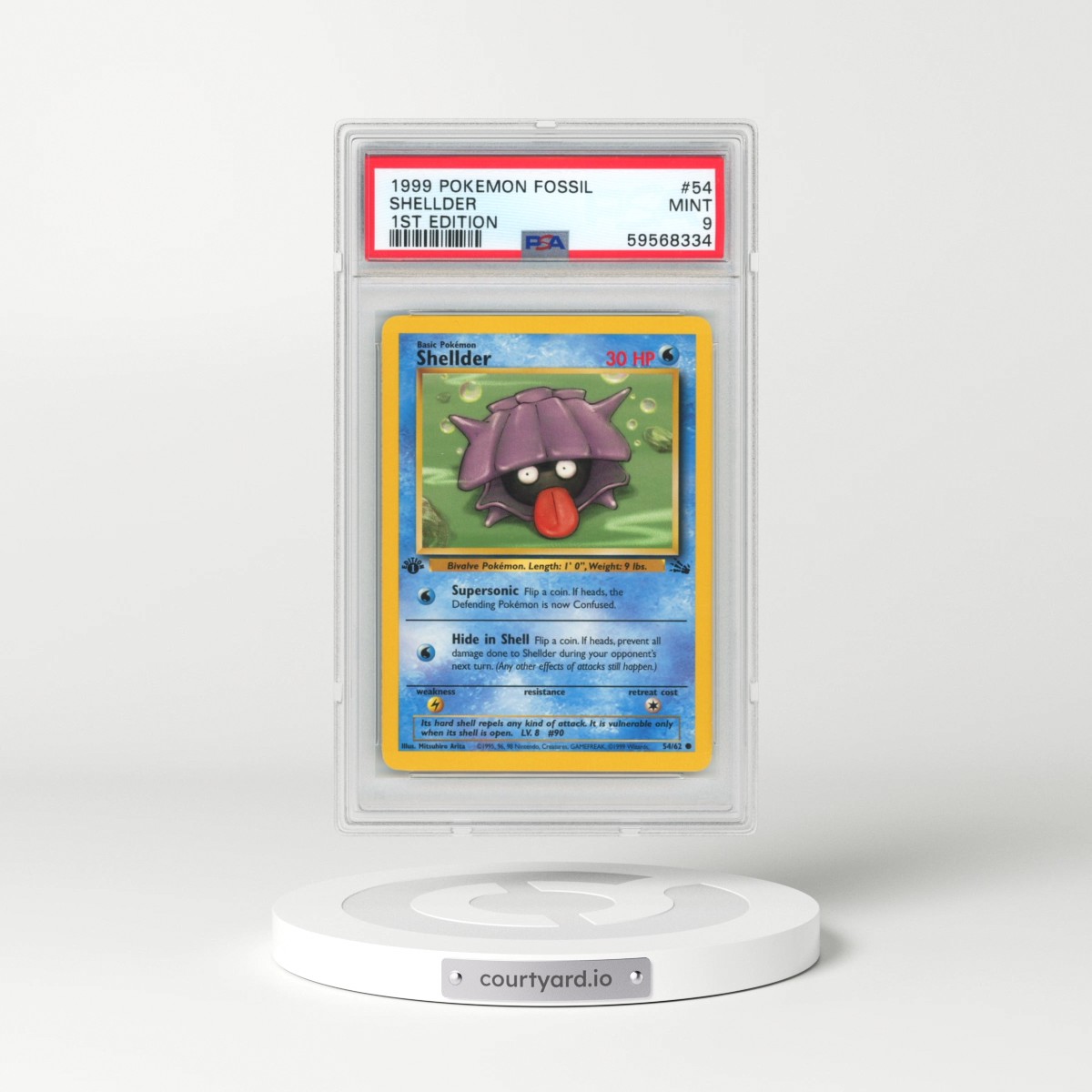 1999 Pokémon Fossil #54 Shellder - 1st Edition (PSA 9 MINT)