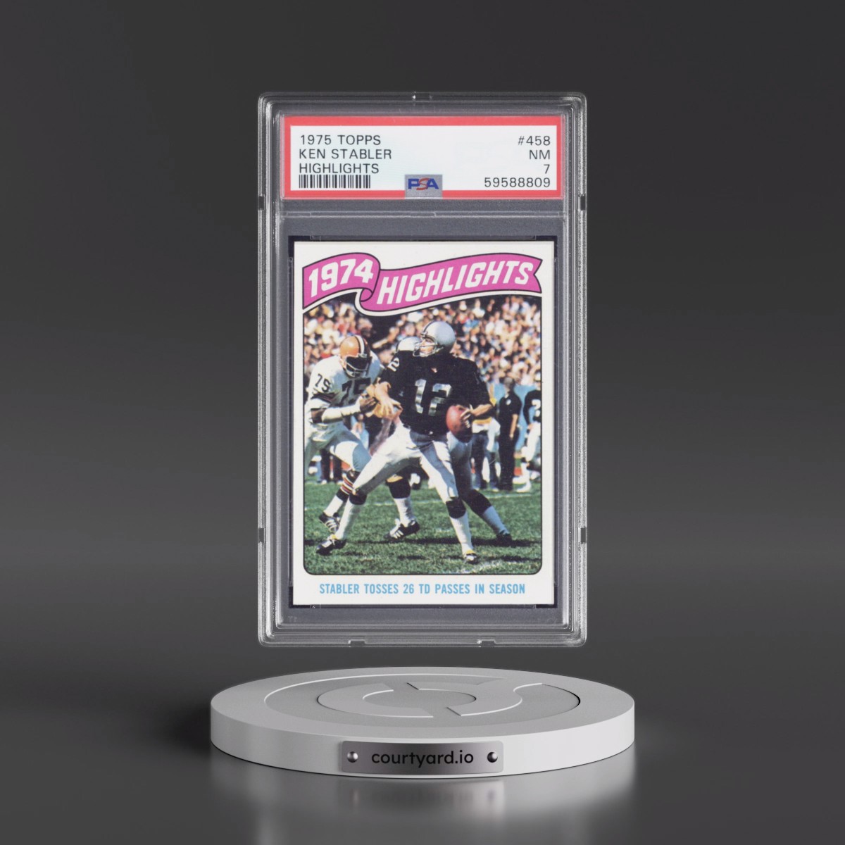 1975 Topps #458 Ken Stabler - Highlights (PSA 7 NM)