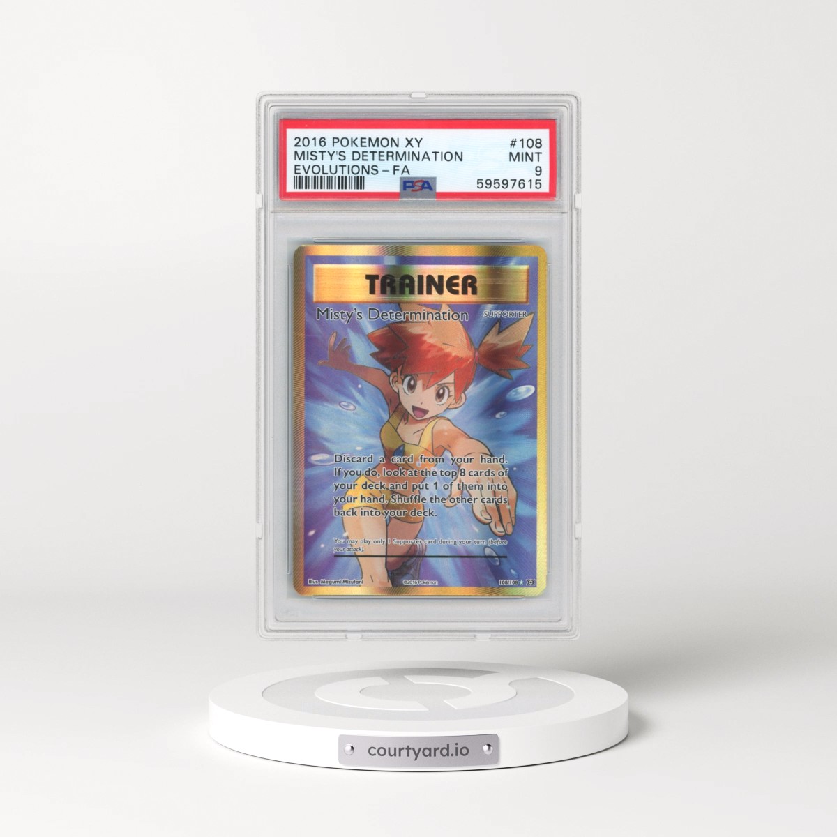 2016 Pokémon XY Evolutions #108 Misty's Determination - Full Art (PSA 9 MINT)