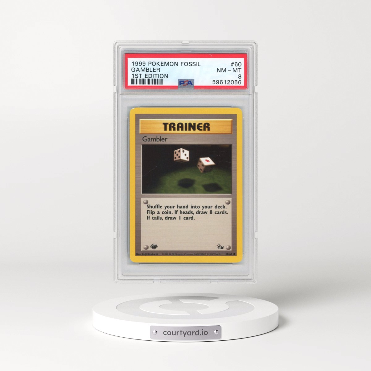 1999 Pokémon Fossil #60 Gambler - 1st Edition (PSA 8 NM-MT)