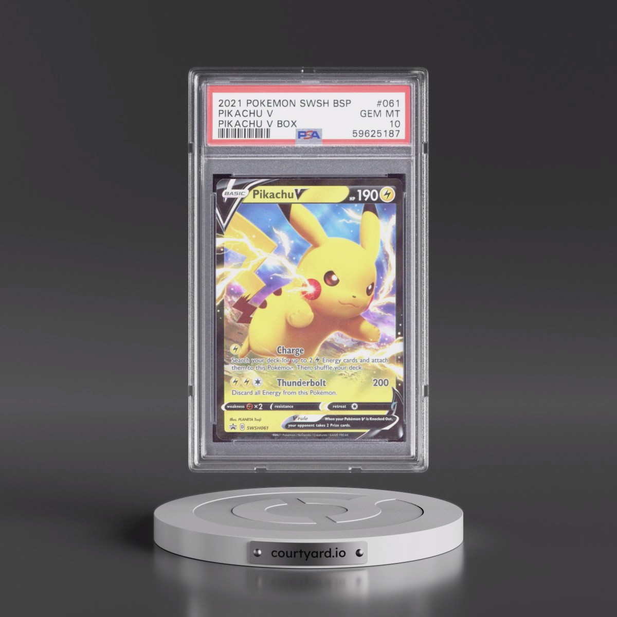 2021 Pokémon Swsh Black Star Promo #061 Pikachu V - Holo Pikachu V Box (PSA 10 GEM MINT)