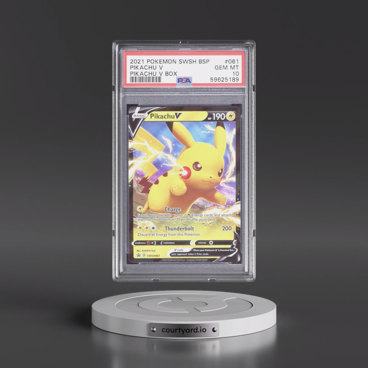 2021 Pokémon Swsh Black Star Promo #061 Pikachu V - Holo Pikachu V Box (PSA 10 GEM MINT)