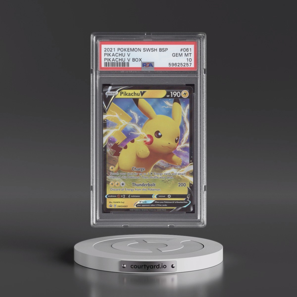 2021 Pokémon Swsh Black Star Promo #061 Pikachu V - Holo Pikachu V Box (PSA 10 GEM MINT)
