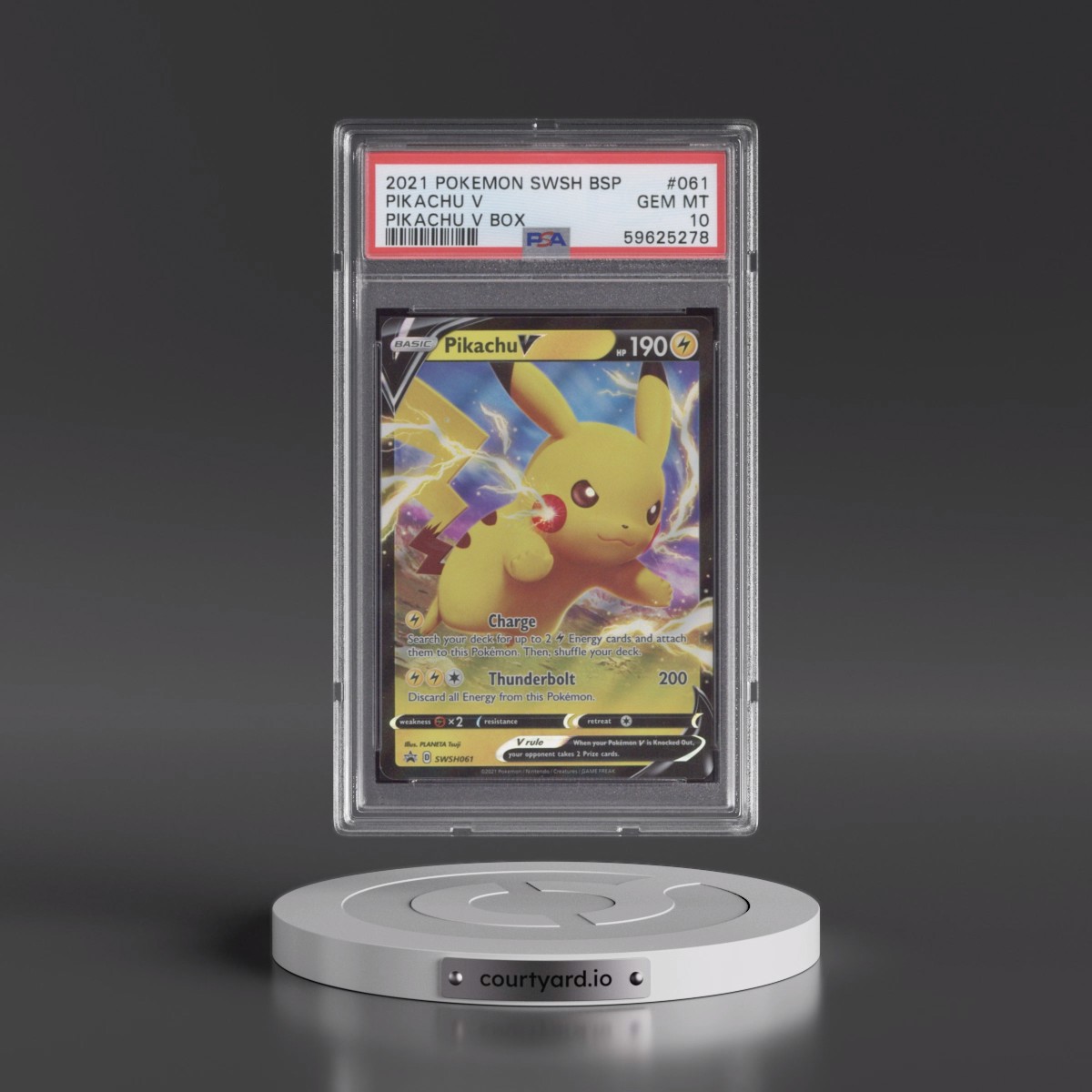 2021 Pokémon Swsh Black Star Promo #061 Pikachu V - Holo Pikachu V Box (PSA 10 GEM MINT)