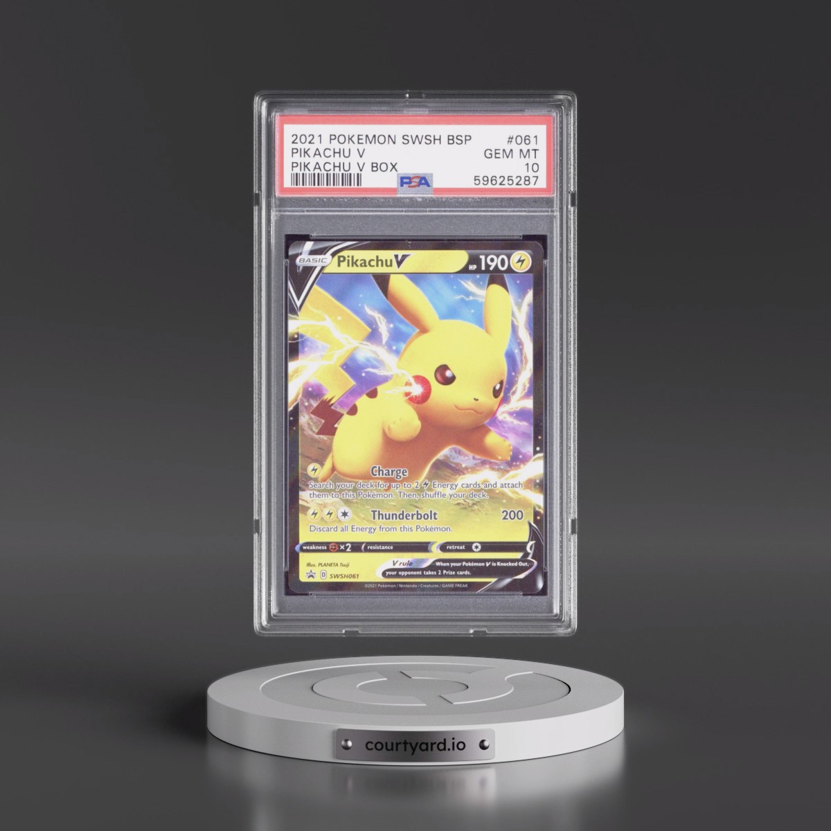 2021 Pokémon Swsh Black Star Promo #061 Pikachu V - Holo Pikachu V Box (PSA 10 GEM MINT)
