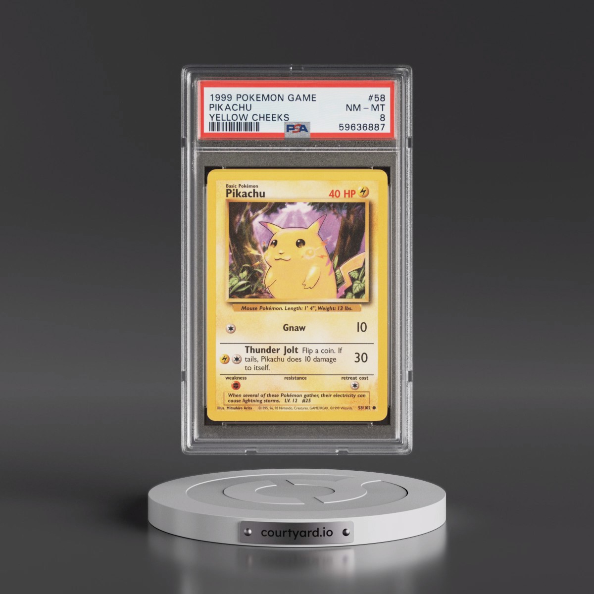 1999 Pokémon Game #58 Pikachu - Yellow Cheeks (PSA 8 NM-MT)