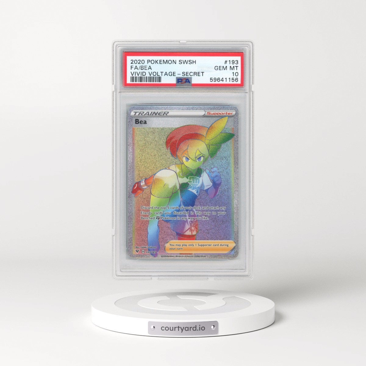 2020 Pokémon Sword & Shield Vivid Voltage #193 Bea - Full Art Secret (PSA 10 GEM MINT)