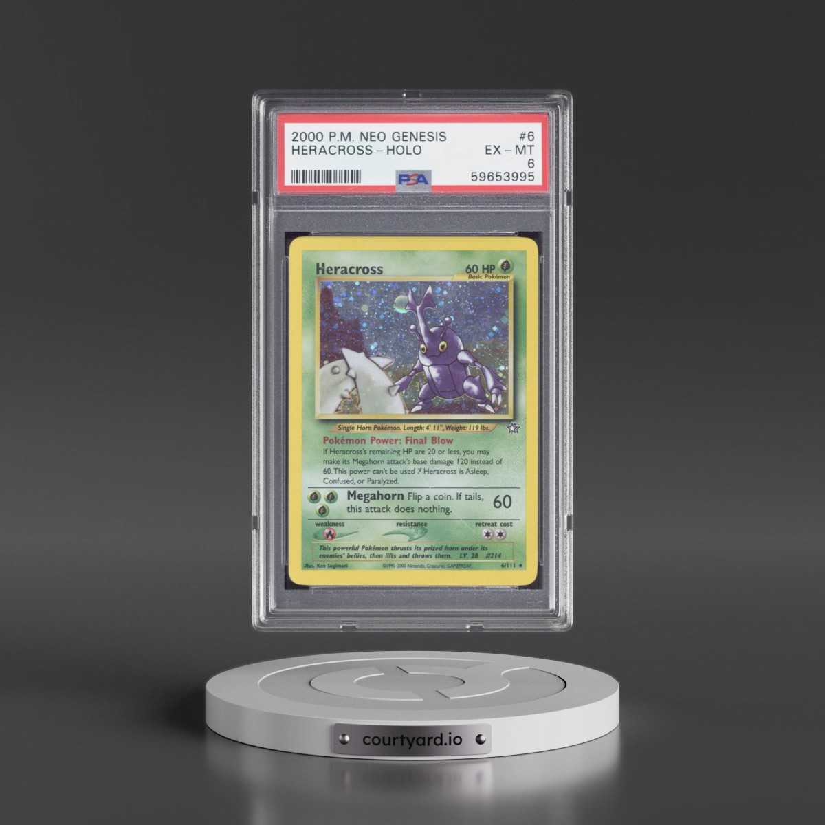 2000 Pokémon Neo Genesis #6 Heracross - Holo (PSA 6 EX-MT)