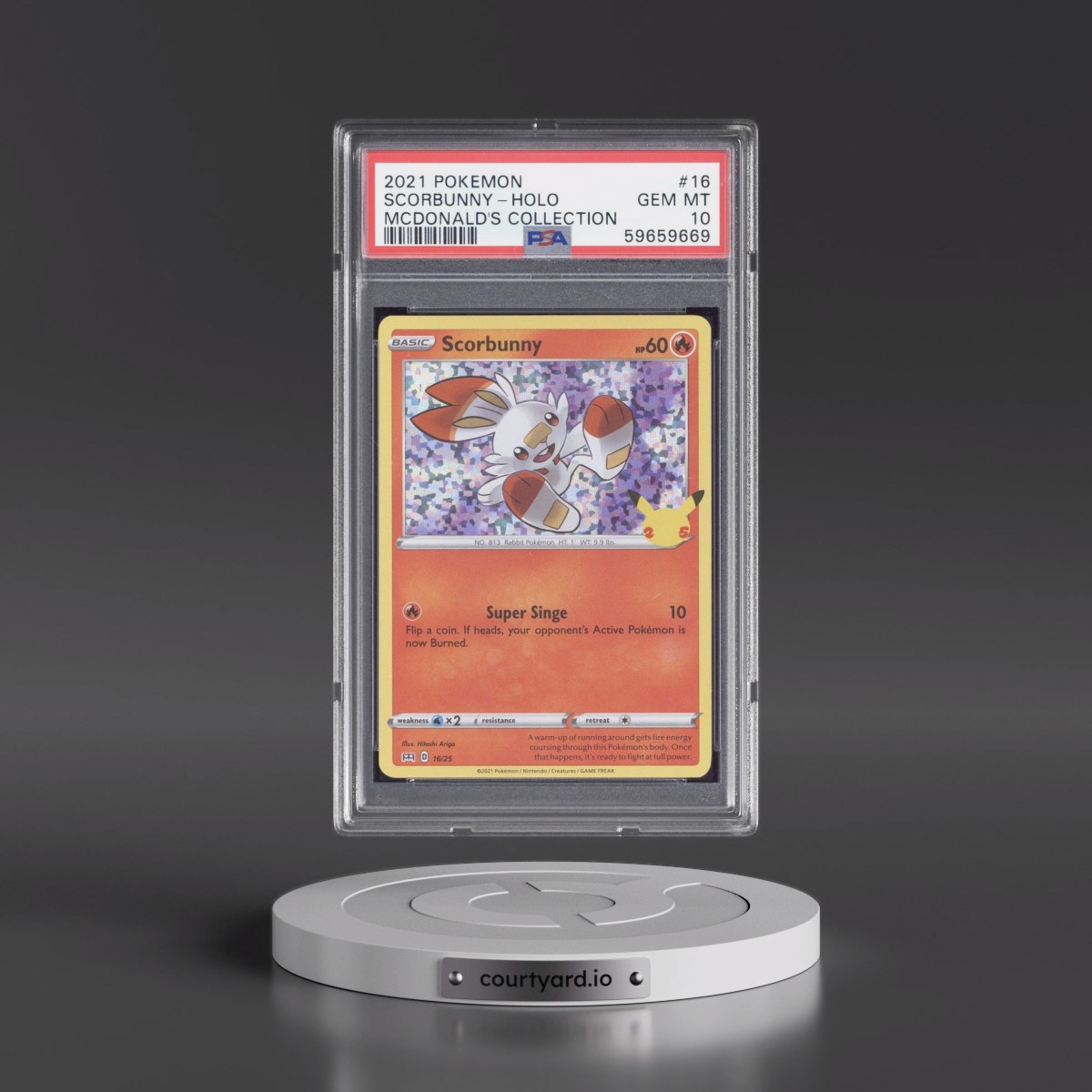2021 Pokémon Mcdonald's Collection #16 Scorbunny - Holo (PSA 10 GEM MINT)