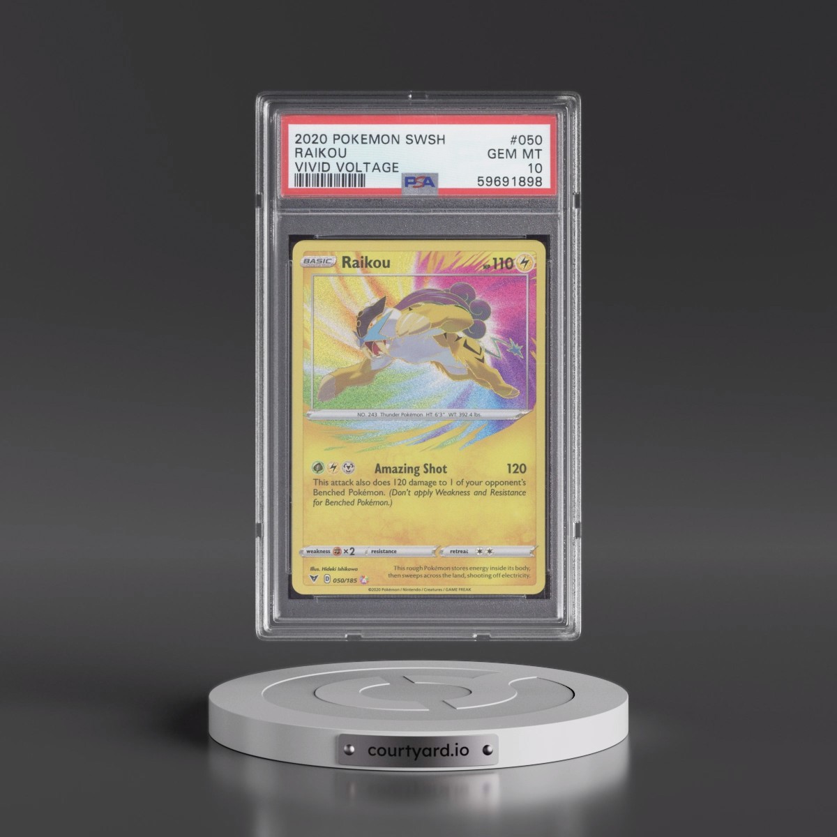 2020 Pokémon Sword & Shield Vivid Voltage Raikou #050 PSA 10