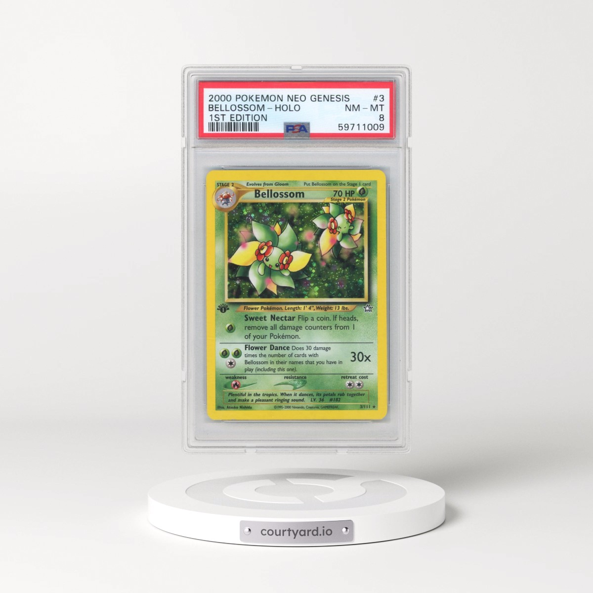 2000 Pokémon Neo Genesis #3 Bellossom - 1st Edition Holo (PSA 8 NM-MT)