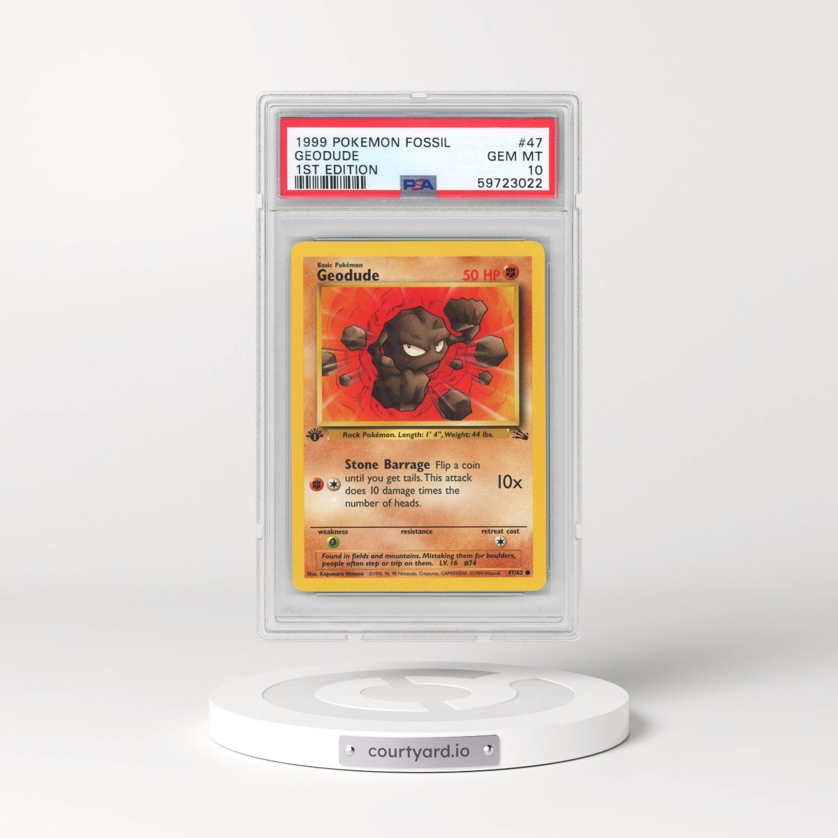 1999 Pokémon Fossil #47 Geodude - 1st Edition (PSA 10 GEM MINT)