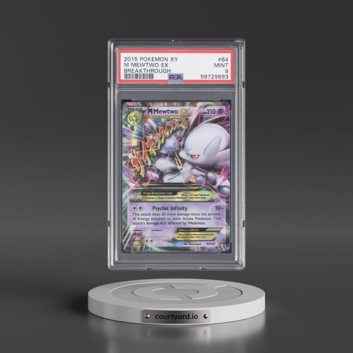 2015 Pokémon XY Breakthrough #64 M Mewtwo EX - Holo (PSA 9 MINT)
