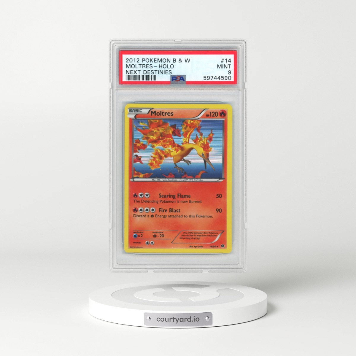 2012 Pokémon Black & White Next Destinies #14 Moltres - Holo (PSA 9 MINT)