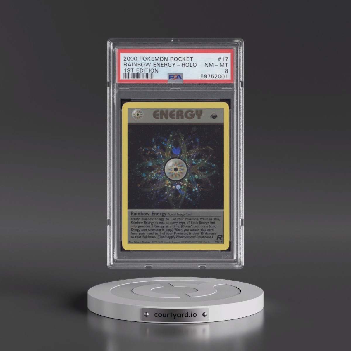 2000 Pokémon Rocket #17 Rainbow Energy - 1st Edition Holo (PSA 8 NM-MT)