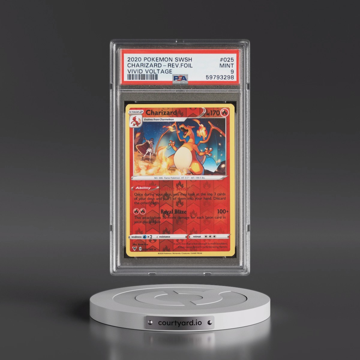 2020 Pokémon Sword & Shield Vivid Voltage #025 Charizard - Reverse Foil (PSA 9 MINT)
