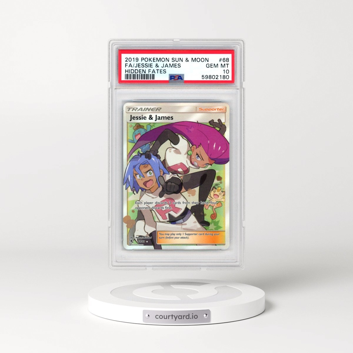 2019 Pokémon Sun & Moon Hidden Fates #68 Jessie & James - Full Art (PSA 10 GEM MINT)