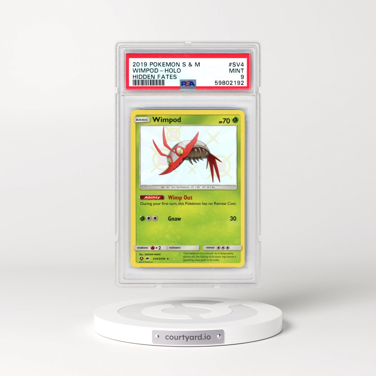 2019 Pokémon Sun & Moon Hidden Fates #SV4 Wimpod - Holo (PSA 9 MINT)