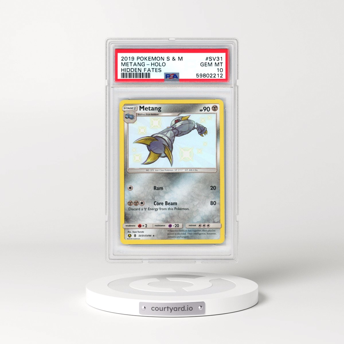 2019 Pokémon Sun & Moon Hidden Fates #SV31 Metang - Holo (PSA 10 GEM MINT)