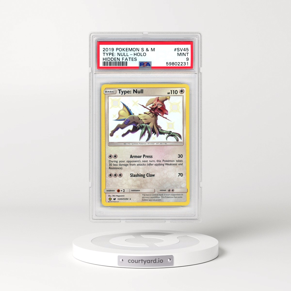 2019 Pokémon Sun & Moon Hidden Fates #SV45 Type: Null - Holo (PSA 9 MINT)