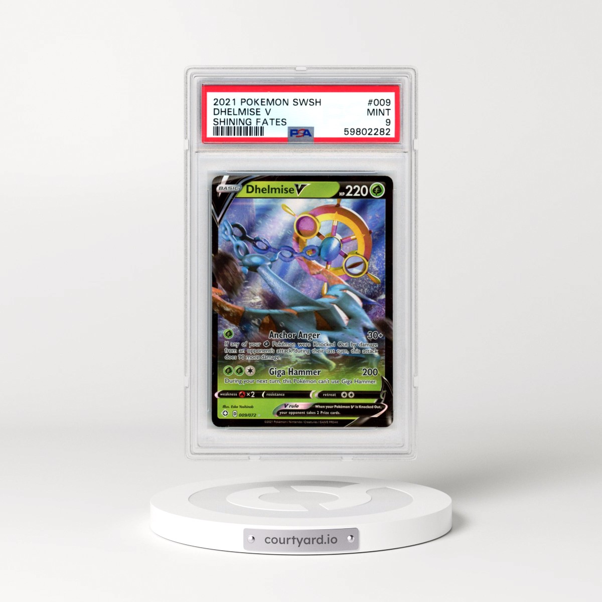2021 Pokémon Sword & Shield Shining Fates #009 Dhelmise V - Holo (PSA 9 MINT)