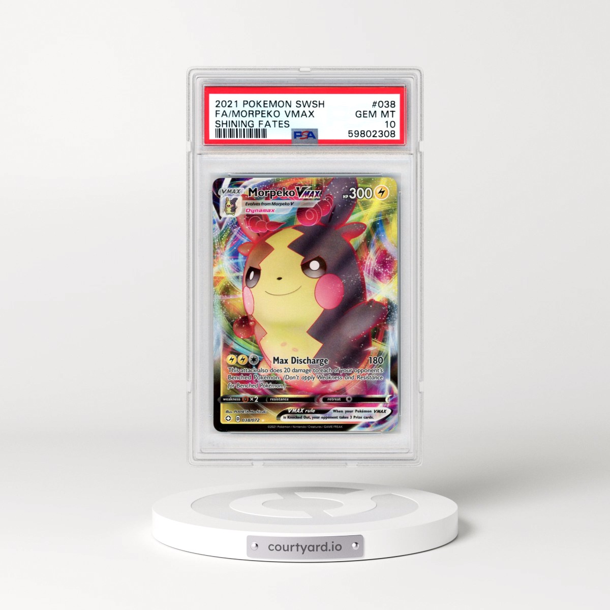 2021 Pokémon Sword & Shield Shining Fates #038 Morpeko Vmax - Full Art (PSA 10 GEM MINT)