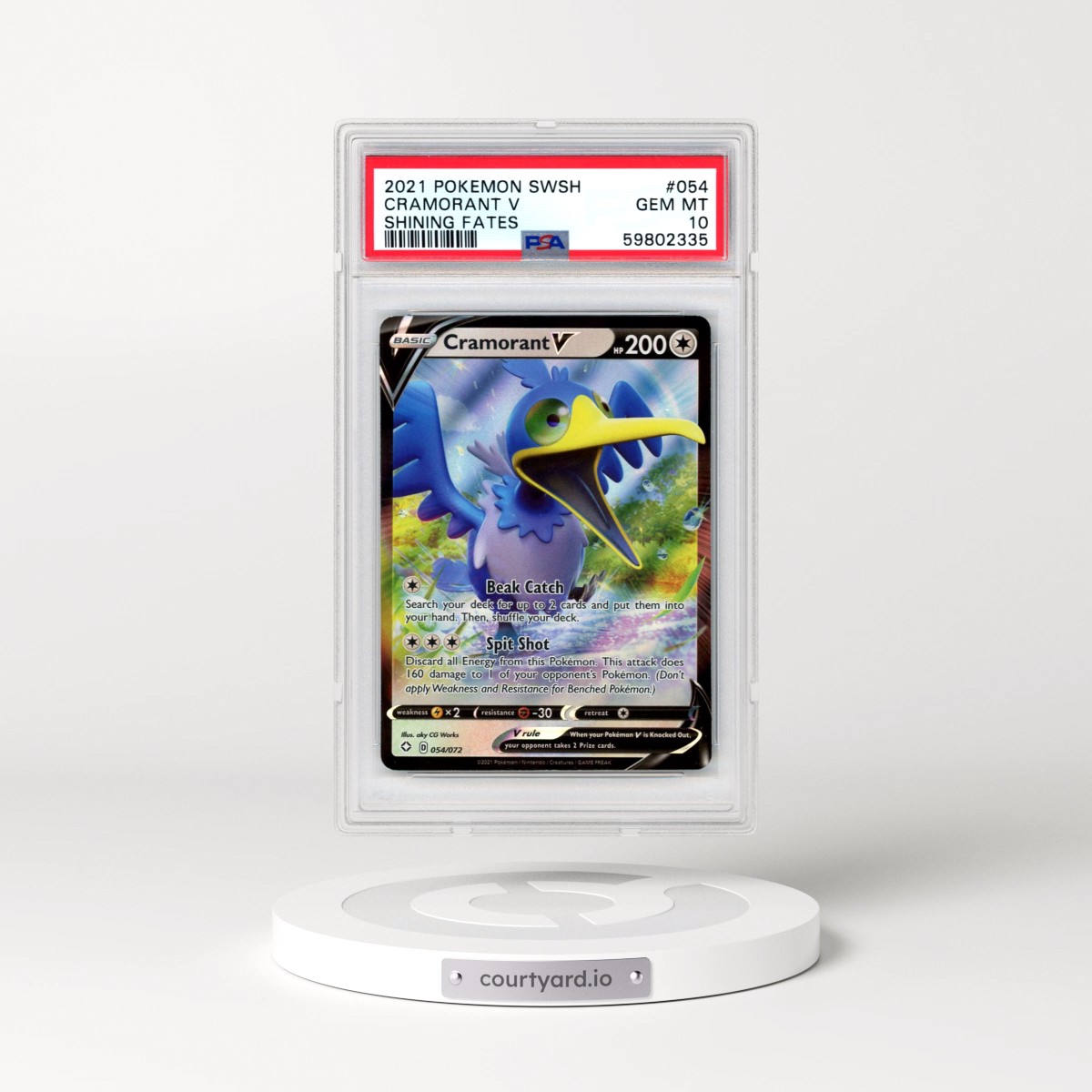 2021 Pokémon Sword & Shield Shining Fates #054 Cramorant V - Holo (PSA 10 GEM MINT)