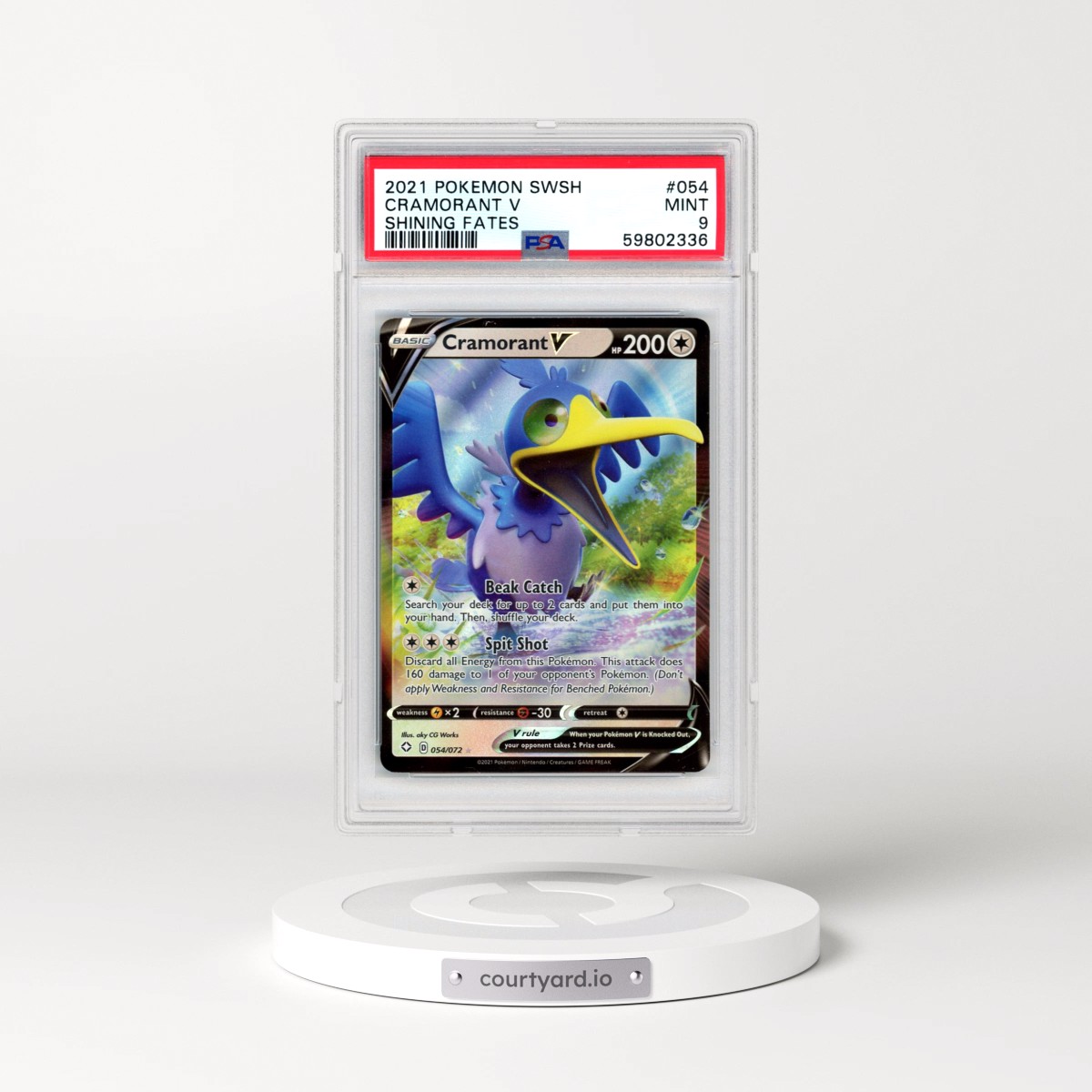 2021 Pokémon Sword & Shield Shining Fates #054 Cramorant V - Holo (PSA 9 MINT)