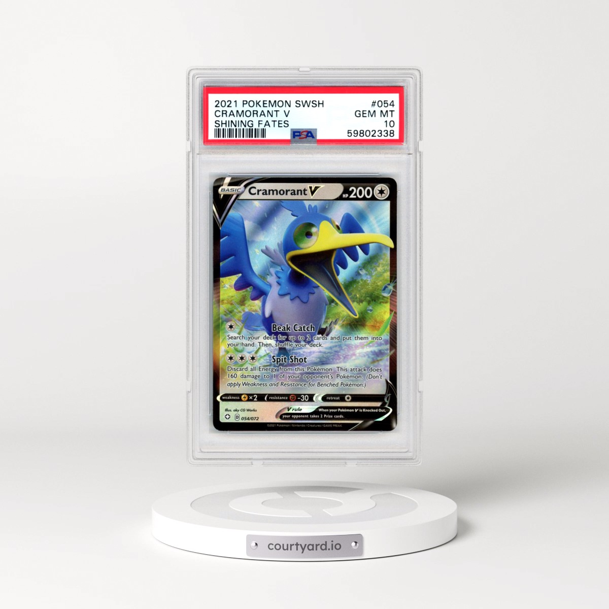 2021 Pokémon Sword & Shield Shining Fates #054 Cramorant V - Holo (PSA 10 GEM MINT)