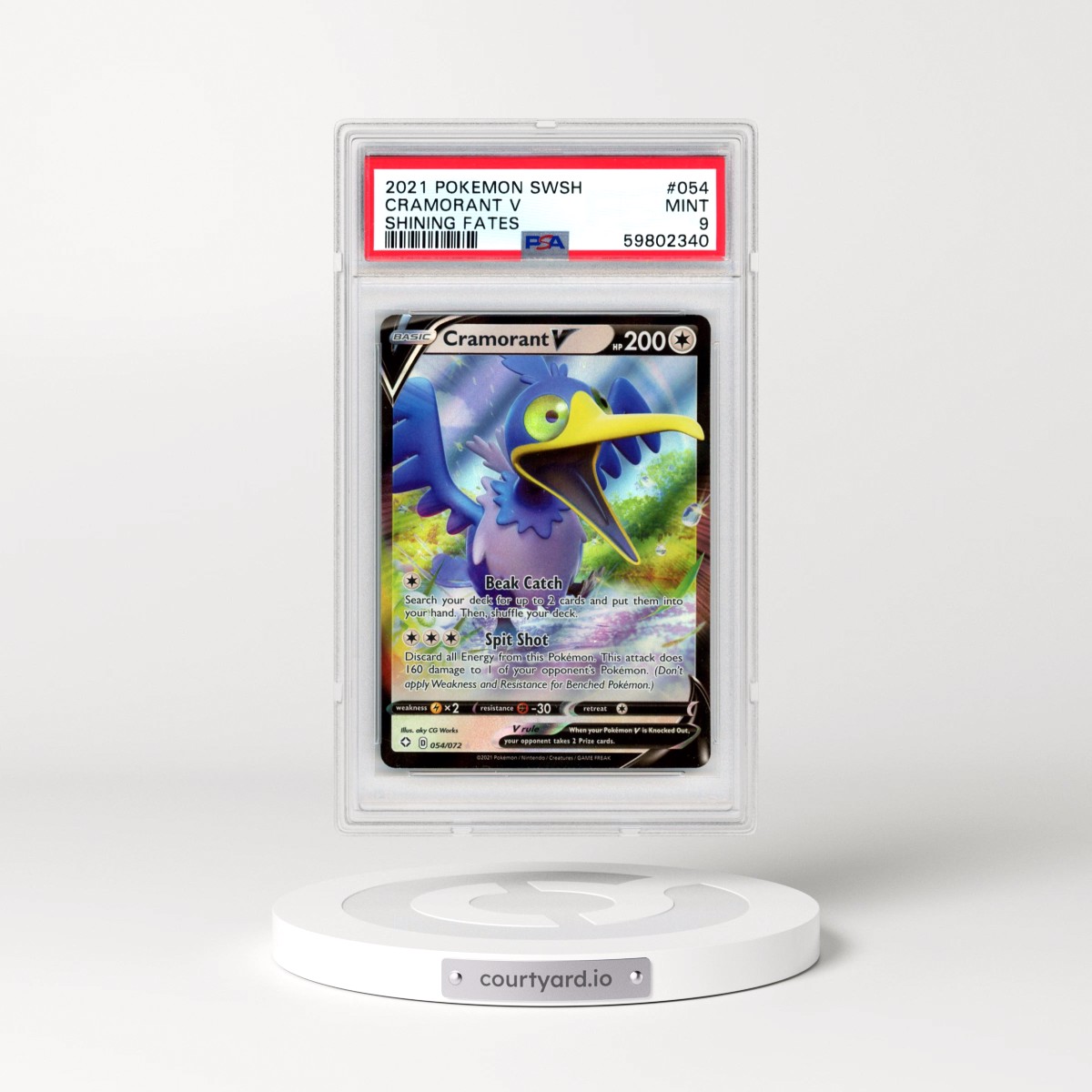 2021 Pokémon Sword & Shield Shining Fates #054 Cramorant V - Holo (PSA 9 MINT)